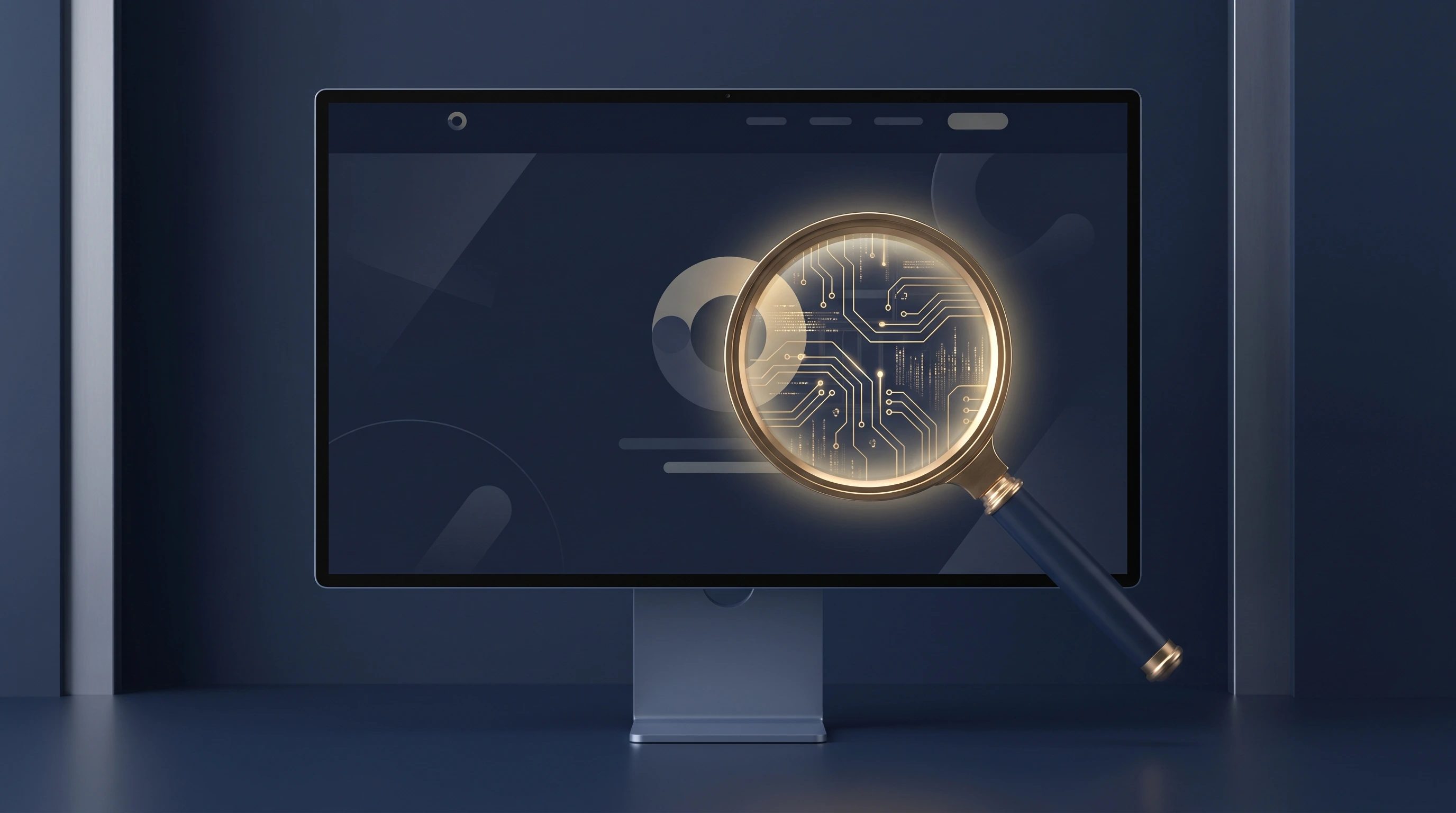 Espejo reflejando una pantalla de ordenador con código